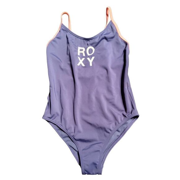 ROXY GIRLS ONE PIECE BLUE LOGO SWIMSUIT 10/M NWT